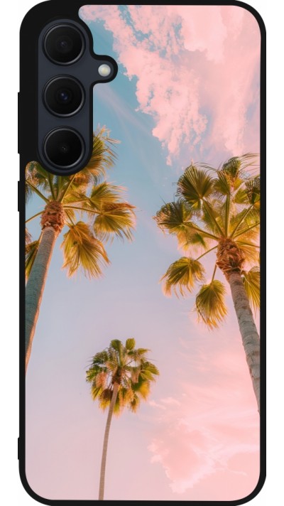 Coque Samsung Galaxy A36 - Silicone rigide noir Summer 2025 Palmiers
