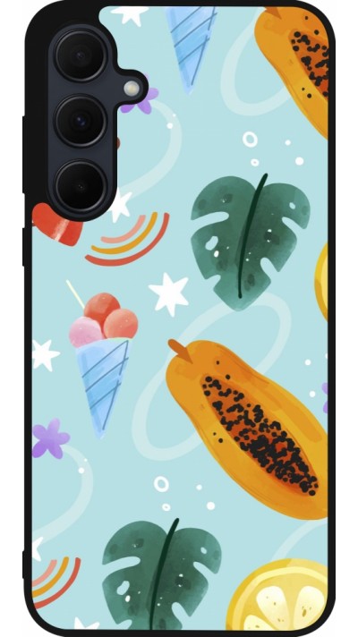 Coque Samsung Galaxy A36 - Silicone rigide noir Summer 2025 Pattern papaya