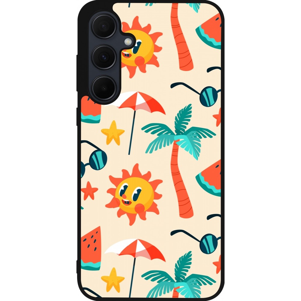 Coque Samsung Galaxy A36 - Silicone rigide noir Summer 2025 Pattern soleil