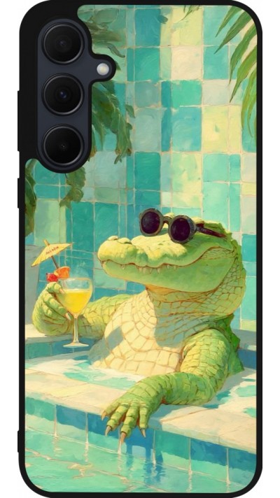 Samsung Galaxy A36 Case Hülle - Silikon schwarz Crocodile in the swimming pool Summer 2026