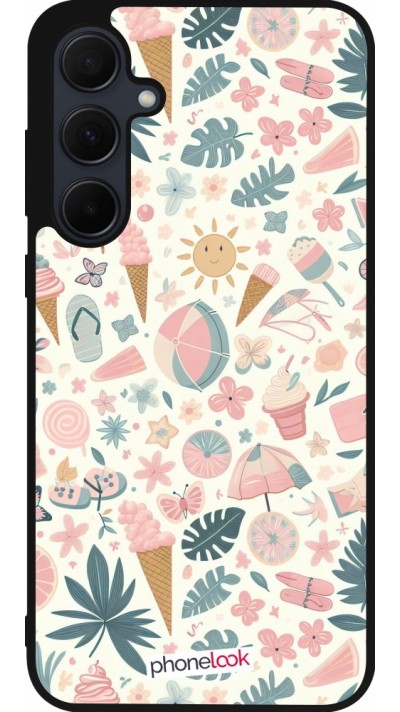 Coque Samsung Galaxy A36 - Silicone rigide noir Summer Pink Pattern