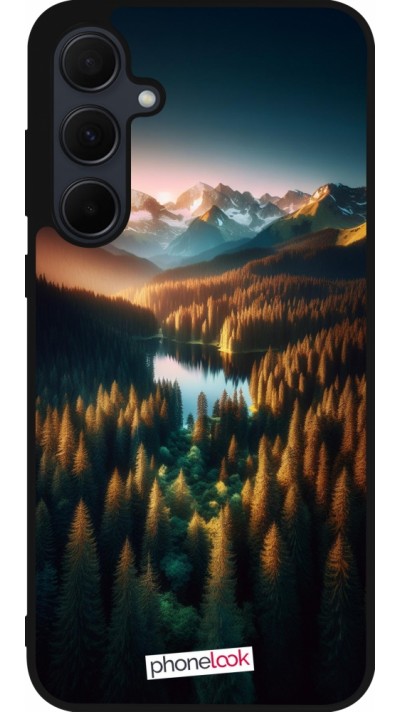 Coque Samsung Galaxy A36 - Silicone rigide noir Sunset Forest Lake