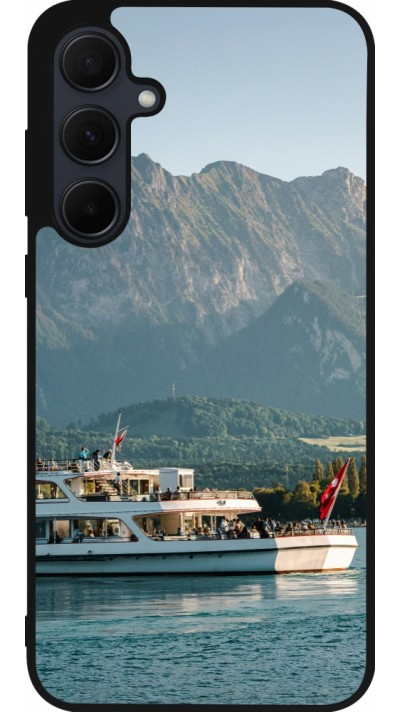 Samsung Galaxy A36 Case Hülle - Silikon schwarz  Nationalfeiertag Schweiz Bateau Leman