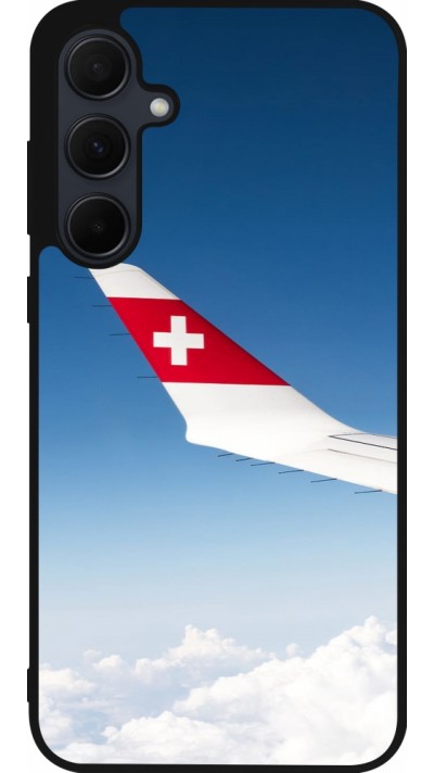Samsung Galaxy A36 Case Hülle - Silikon schwarz  Schweizer Nationalfeiertag Sky Swiss Flag