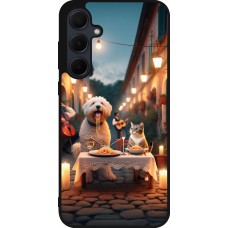 Samsung Galaxy A36 Case Hülle - Silikon schwarz Valentin 2024 Hund & Katze Kerzenlicht