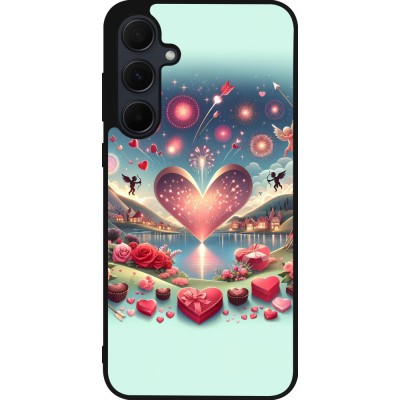 Coque Samsung Galaxy A36 - Silicone rigide noir Valentine 2025 Chic