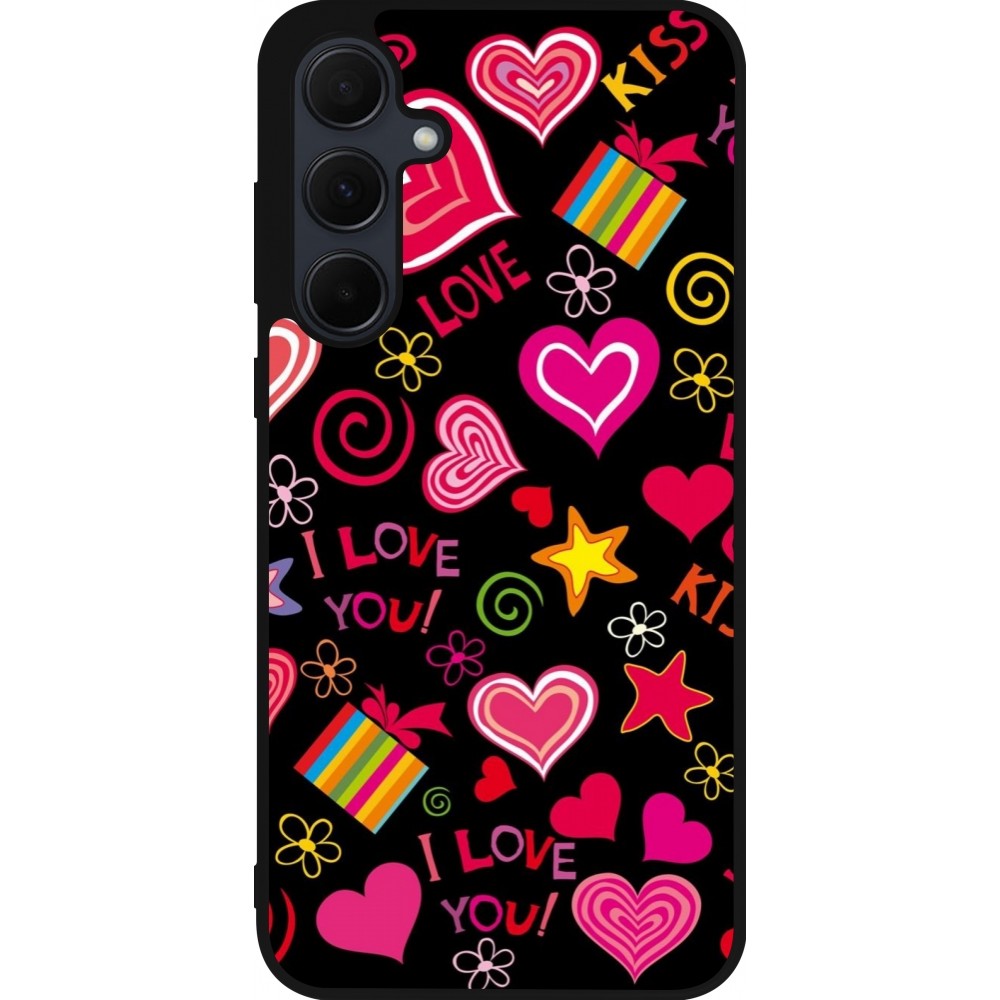 Coque Samsung Galaxy A36 - Silicone rigide noir Valentine 2023 love symbols