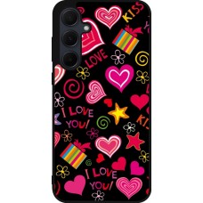 Coque Samsung Galaxy A36 - Silicone rigide noir Valentine 2023 love symbols