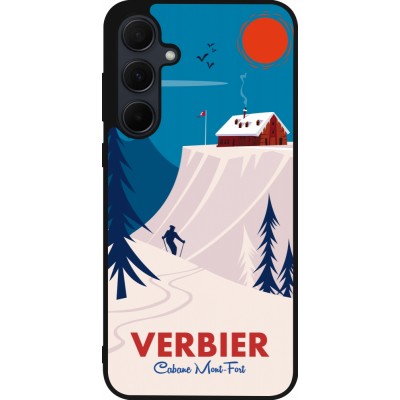 Coque Samsung Galaxy A36 - Silicone rigide noir Verbier Cabane Mont-Fort