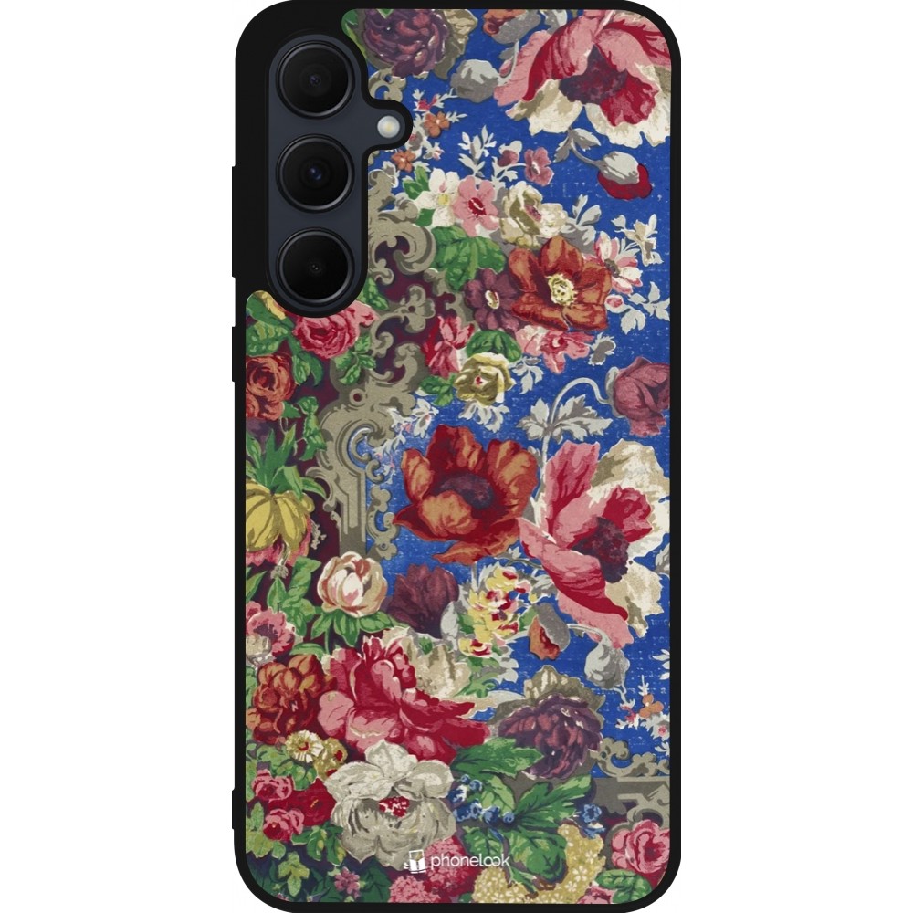 Coque Samsung Galaxy A36 - Silicone rigide noir Vintage Art Flowers
