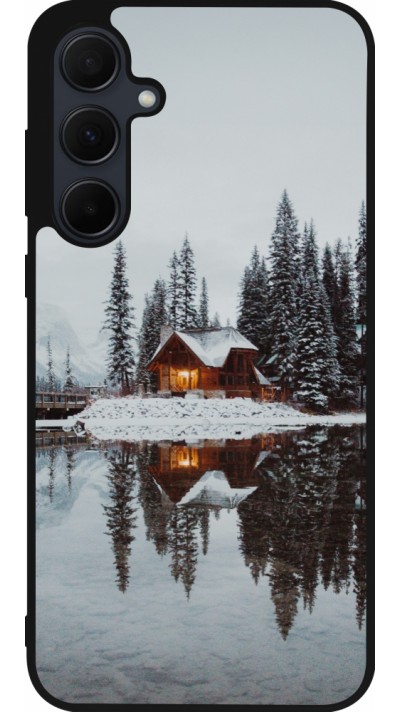 Samsung Galaxy A36 Case Hülle - Silikon schwarz Winter 25 Winter house forest afternoon