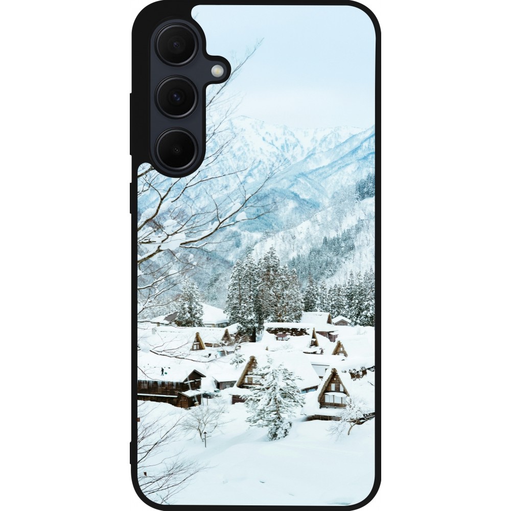 Samsung Galaxy A36 Case Hülle - Silikon schwarz Winter 25 Winter snowy landscape