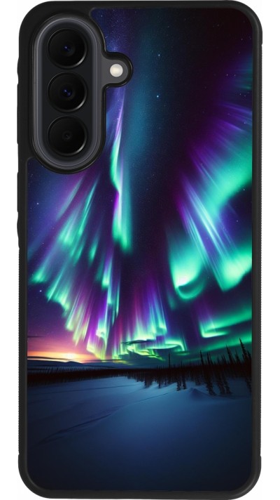 Coque Samsung Galaxy A37 - Silicone rigide noir Aurore Boréale Étincelante