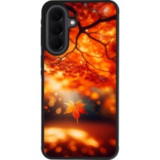 Coque Samsung Galaxy A37 - Silicone rigide noir Automne Magique Orange