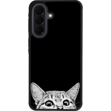 Coque Samsung Galaxy A37 - Silicone rigide noir Cat Looking Up Black