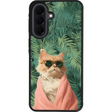 Coque Samsung Galaxy A37 - Silicone rigide noir Cat Summer Palms