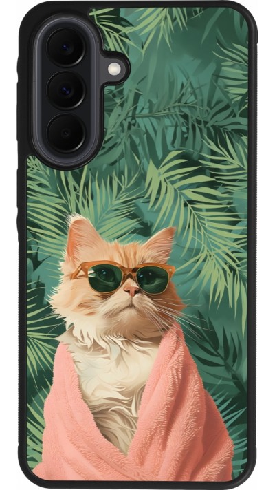 Coque Samsung Galaxy A37 - Silicone rigide noir Cat Summer Palms