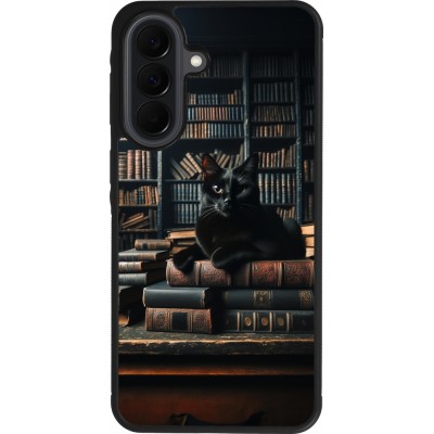 Samsung Galaxy A37 Case Hülle - Silikon schwarz Katze Bücher dunkel