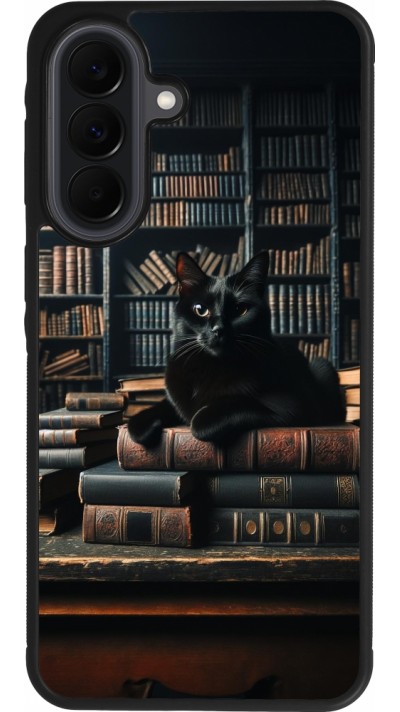 Coque Samsung Galaxy A37 - Silicone rigide noir Chat livres sombres