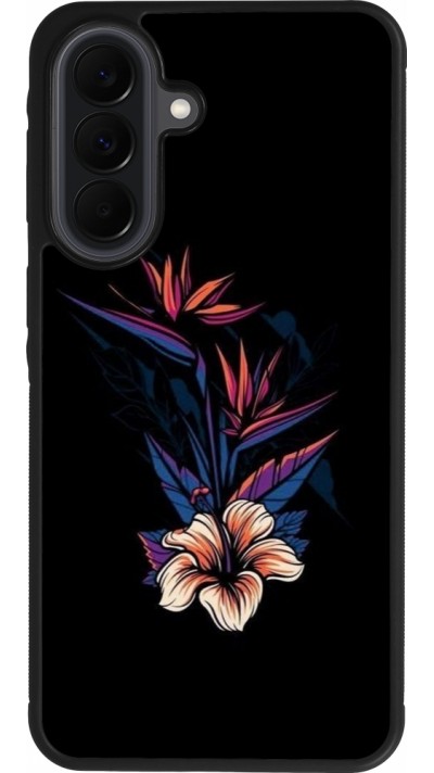 Coque Samsung Galaxy A37 - Silicone rigide noir Dark Flowers