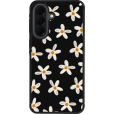 Coque Samsung Galaxy A37 - Silicone rigide noir Easter 2024 white on black flower