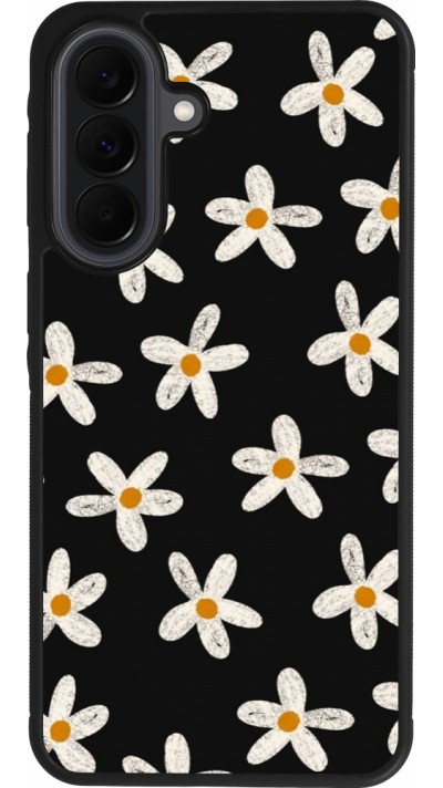 Coque Samsung Galaxy A37 - Silicone rigide noir Easter 2024 white on black flower