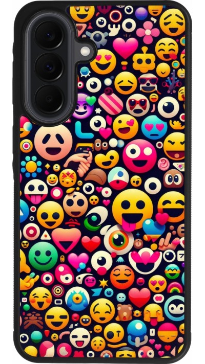Coque Samsung Galaxy A37 - Silicone rigide noir Emoji Mix Color