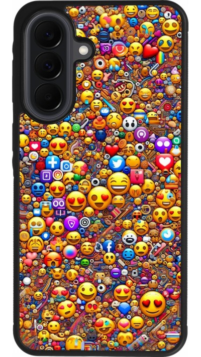 Coque Samsung Galaxy A37 - Silicone rigide noir Emoji mixed