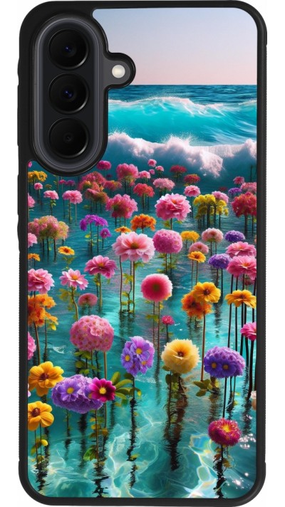 Coque Samsung Galaxy A37 - Silicone rigide noir Flower sea waves