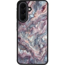 Coque Samsung Galaxy A37 - Silicone rigide noir Marbre violette argentée