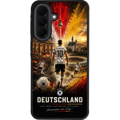 Coque Samsung Galaxy A37 - Silicone rigide noir Football Allemagne splash 2026