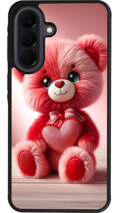 Coque Samsung Galaxy A37 - Silicone rigide noir Valentine 2024 Ourson rose