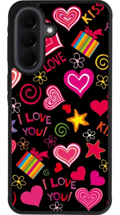 Coque Samsung Galaxy A37 - Silicone rigide noir Valentine 2023 love symbols