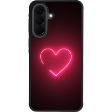 Coque Samsung Galaxy A37 - Silicone rigide noir Valentine 2023 single neon heart