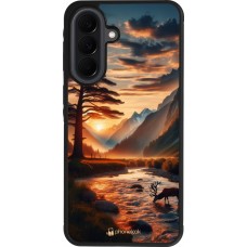 Coque Samsung Galaxy A37 - Silicone rigide noir Valley Sunset Deer Tree