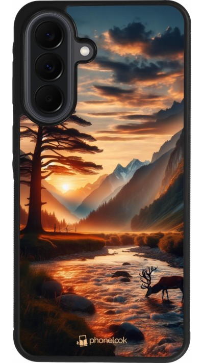 Coque Samsung Galaxy A37 - Silicone rigide noir Valley Sunset Deer Tree