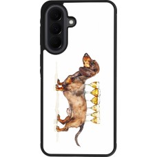 Coque Samsung Galaxy A37 - Silicone rigide noir Wine Teckel