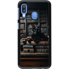 Samsung Galaxy A40 Case Hülle - Katze Bücher dunkel