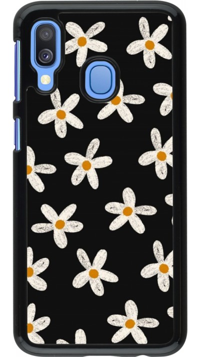 Samsung Galaxy A40 Case Hülle - Easter 2024 white on black flower