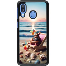 Samsung Galaxy A40 Case Hülle - Kackhaufen Emoji auf Liegestuhl