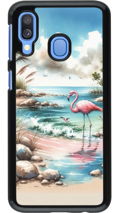 Samsung Galaxy A40 Case Hülle - Flamingo Aquarell