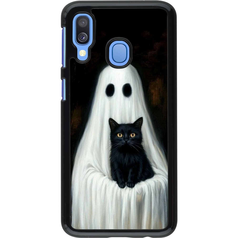 Samsung Galaxy A40 Case Hülle - Halloween 2025 Ghost with black cat