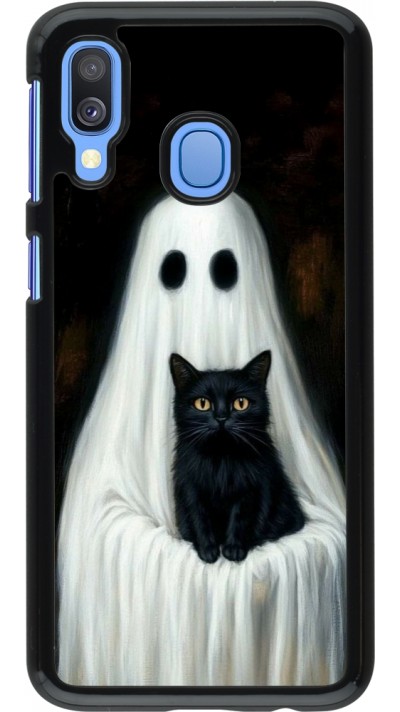 Samsung Galaxy A40 Case Hülle - Halloween 2025 Ghost with black cat