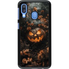 Samsung Galaxy A40 Case Hülle - Halloween 2025 Pumpkin with flowers