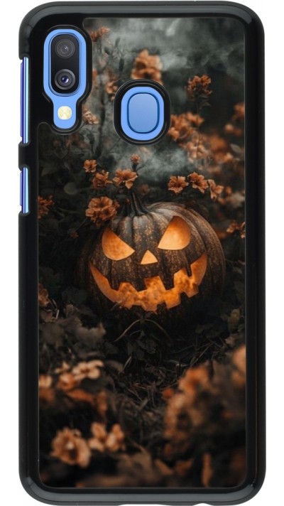 Samsung Galaxy A40 Case Hülle - Halloween 2025 Pumpkin with flowers