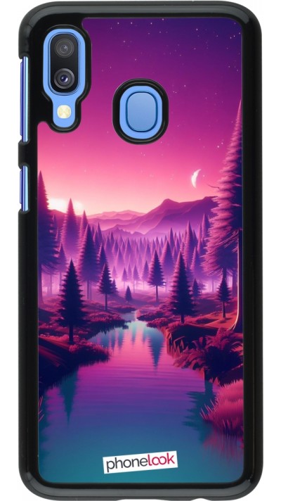Coque Samsung Galaxy A40 - Paysage Violet-Rose