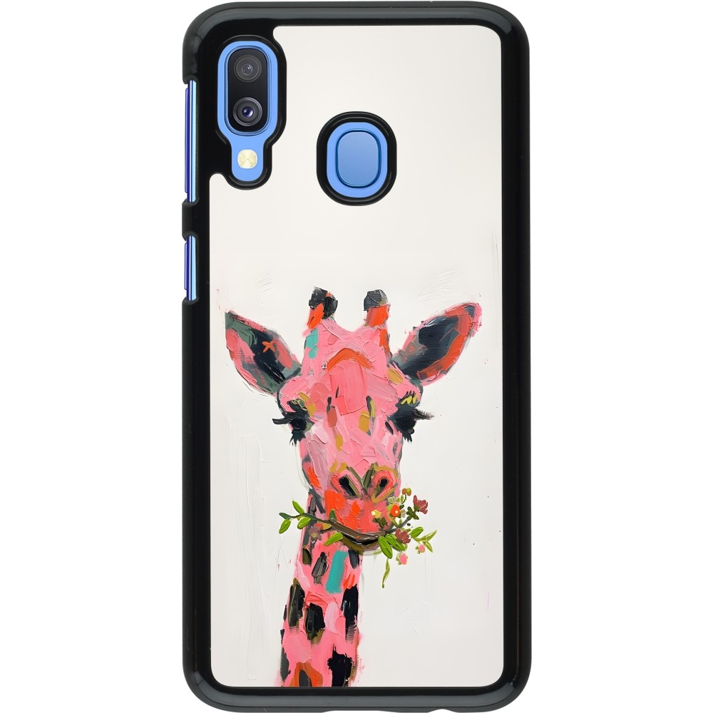 Samsung Galaxy A40 Case Hülle - Pink Girafe Paint