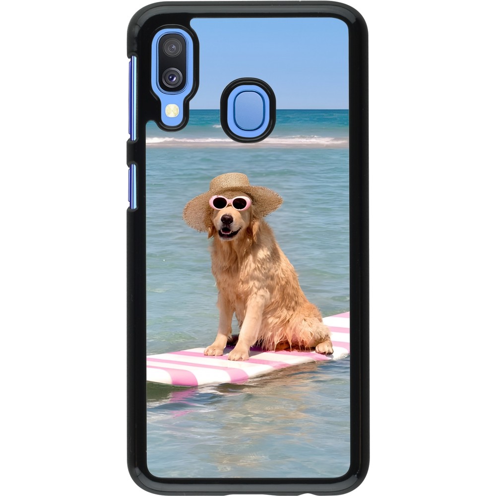 Samsung Galaxy A40 Case Hülle - Summer Dog on Paddle