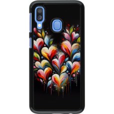 Coque Samsung Galaxy A40 - Valentine 2024 Coeur Noir Abstrait