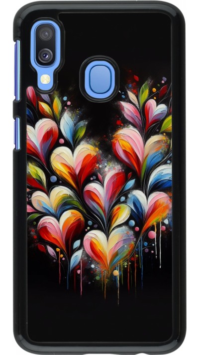 Coque Samsung Galaxy A40 - Valentine 2024 Coeur Noir Abstrait